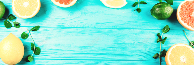 美食节蓝色木板纹理水果背景背景