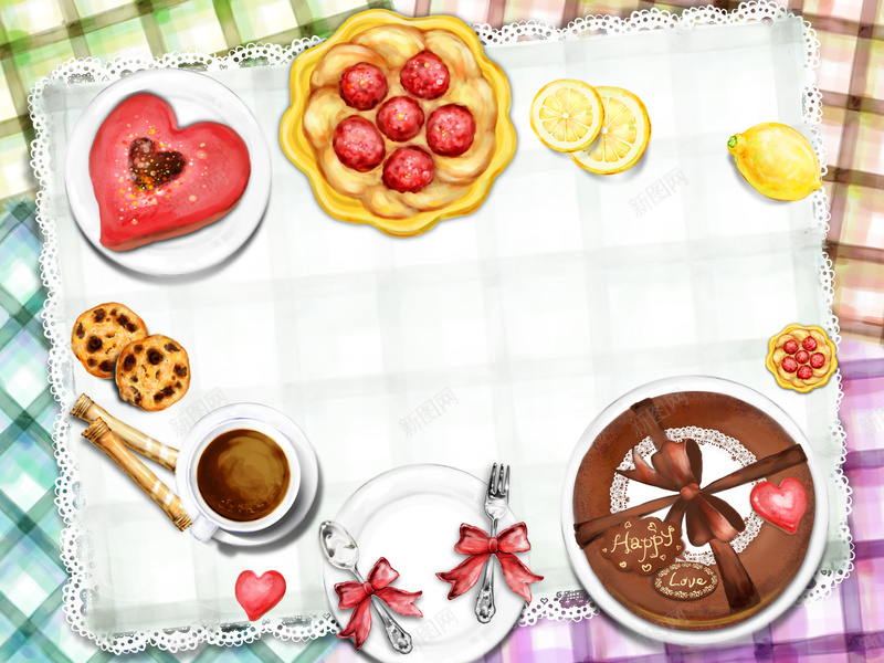 手绘彩色食物背景psd设计背景_88icon https://88icon.com 彩色 手绘 甜点 蛋糕 食物 水彩 卡通 童趣