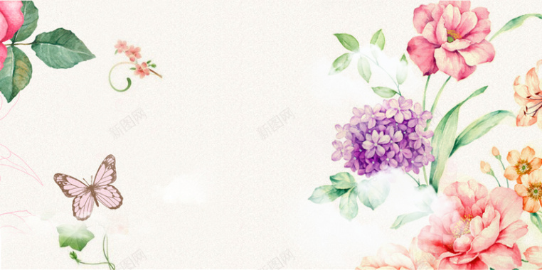 手绘彩色花卉平面广告背景
