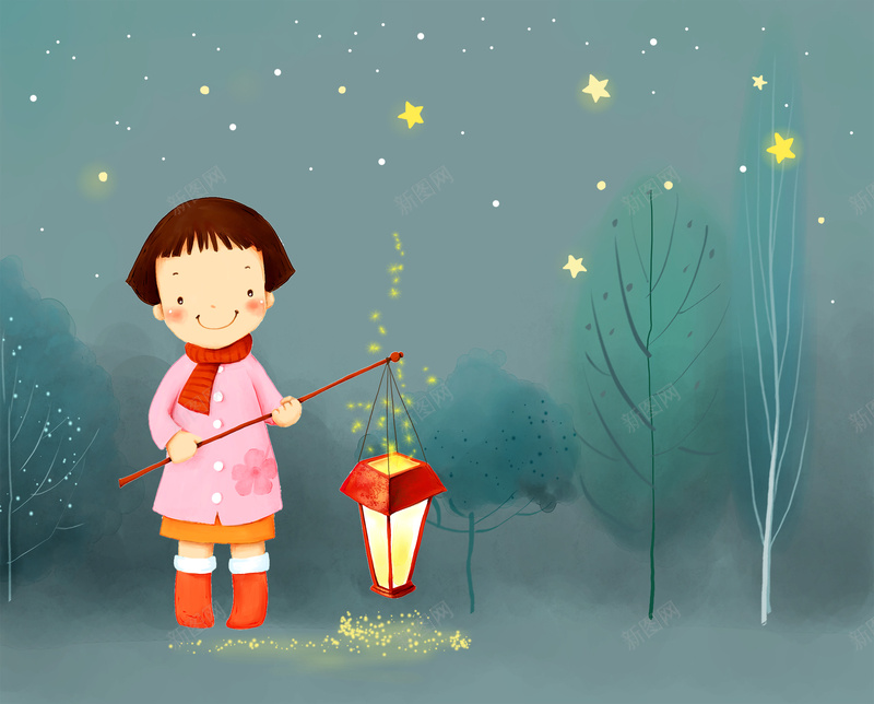 卡通童真童趣手绘萤火虫小女孩灯psd设计背景_88icon https://88icon.com 萤火虫 卡通 手绘 童真 童趣 小女孩 灯 树木 喜庆