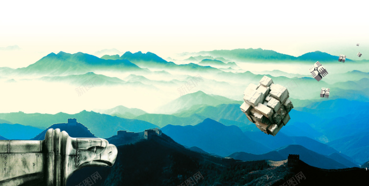 山脉中国风古风石雕企业文化文化背景