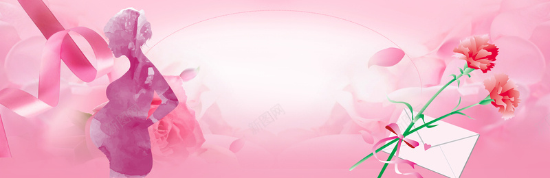 感恩母亲节康乃馨玫瑰梦幻粉色背景背景