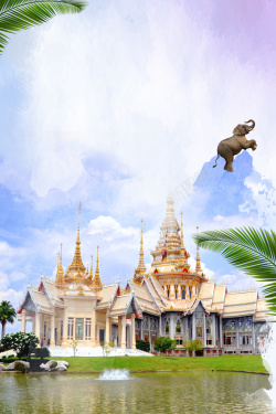 境外游多彩背景泰国旅游海报高清图片