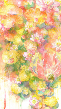手绘水彩浪漫花卉插画花仙子H5背景背景