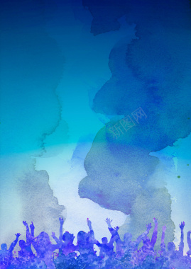 墨迹蓝色背景图背景