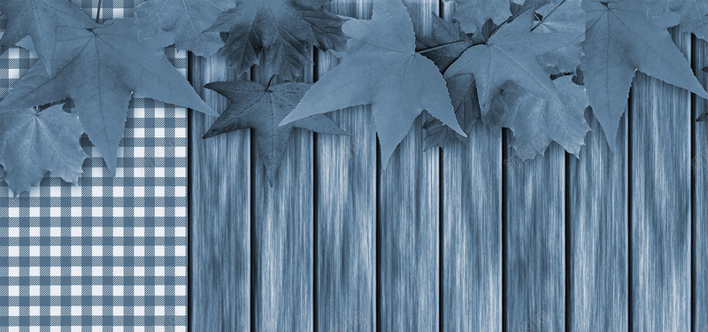 格子布料木板树叶背景背景