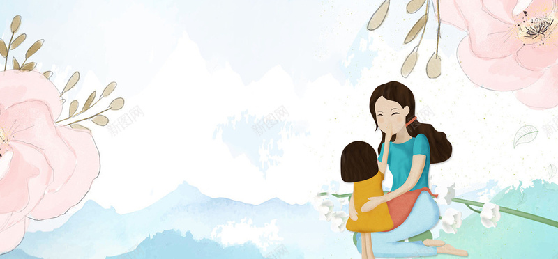 母亲节文艺手绘花朵拥抱几何云层背景psd设计背景_88icon https://88icon.com 感恩母亲节 粉色花朵 母亲节 母亲 温馨 文艺 小清新 简约 素材 广告 设计 背景 亲情
