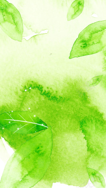 绿色水墨叶子促销H5背景素材背景