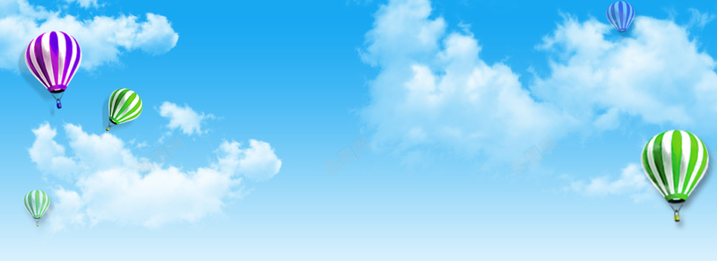 蓝色天空白云热气球背景背景