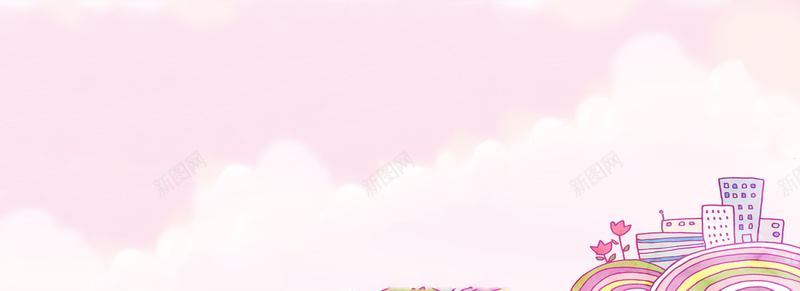 通可爱粉色热气球背景banner卡通可爱粉色背景