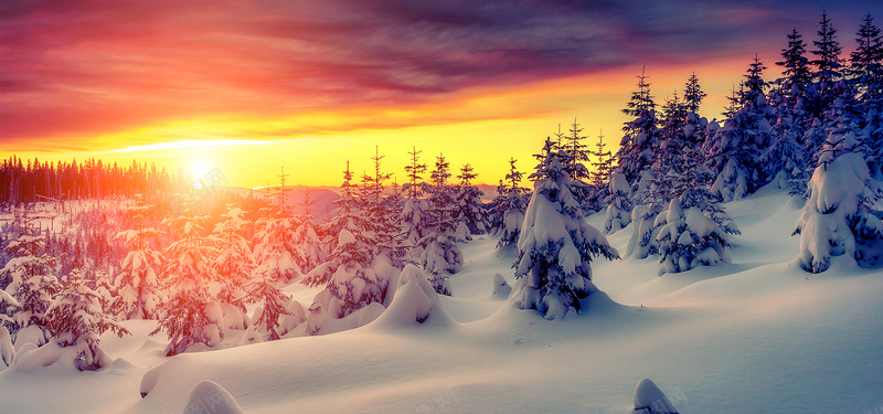 雪球雪山浪漫彩色海报背景背景