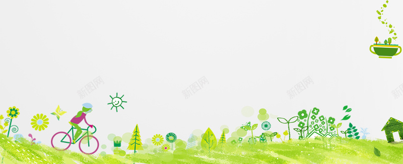 植树节手绘绿树清新海报背景背景