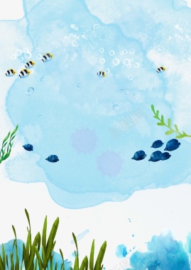 蓝色矢量插画海底夏季新品上新海报背景素材背景