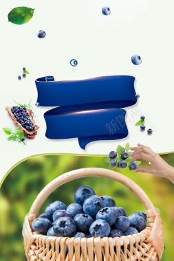 蓝莓水果促销海报背景