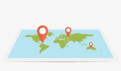 网页地图平面设计别针世界素材