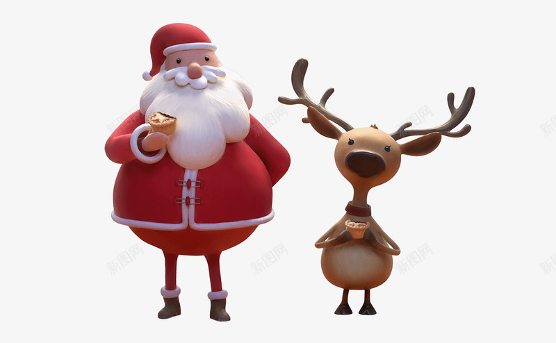 animation  Character design  cartoon Christmas CG 3D cute reindeer santa claus节日png免抠素材_88icon https://88icon.com 节日