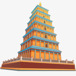 春节国庆中国风建筑雁塔中式素材