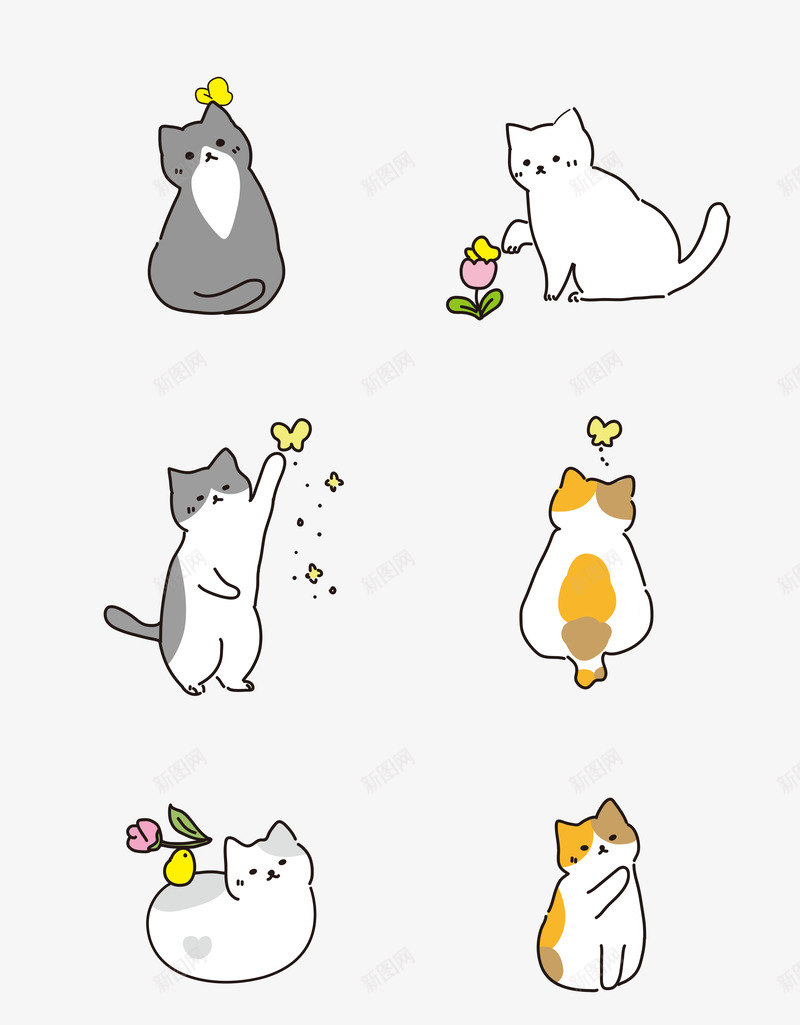 可爱呆萌卡通手绘猫咪表情包通用套图20210518png免抠素材_88icon https://88icon.com 可爱 呆萌 卡通 手绘 猫咪 表情 包通用 通用 套图