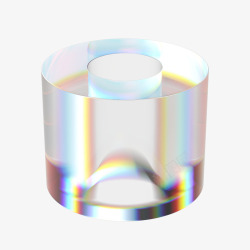 C4D立体透明水晶圆柱体玻璃图形素材