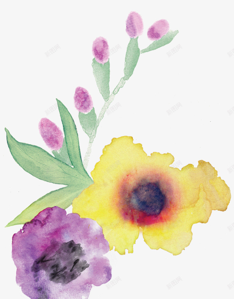 11FreeWatercolorFlowers手绘png免抠素材_88icon https://88icon.com 手绘