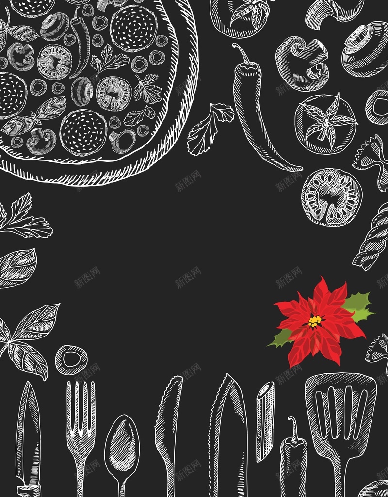 花朵披萨餐具菜单背景模板jpg设计背景_88icon https://88icon.com 花朵 披萨 餐具 菜单 海报 西餐 餐饮