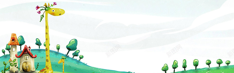 六一儿童节手绘背景jpg设计背景_88icon https://88icon.com 六一 儿童节 卡通 手绘 鹿 房子 绿 海报banner 童趣