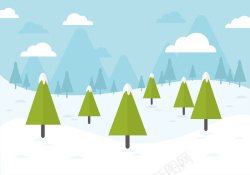 雪白圣诞树可爱儿童风冬季主题展板手绘背景素材高清图片
