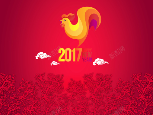 花纹红背景2017鸡年背景素材背景