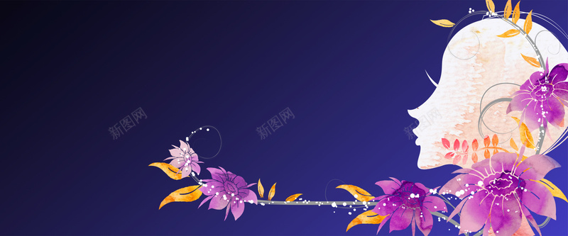 手绘花朵与美女背景psd设计背景_88icon https://88icon.com 海报banner 手绘背景 卡通 花卉 花朵 童趣 手绘