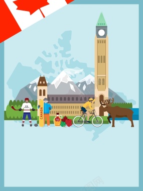 加拿大旅游海报设计背景模板背景