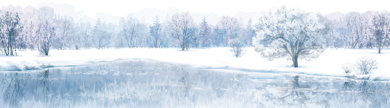 简单手绘冬季美景背景