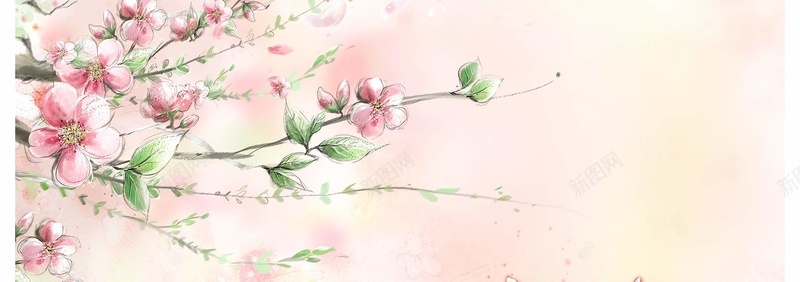 清新手绘水粉花朵背景背景