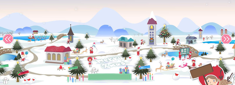 圣诞老人雪地送礼物背景图jpg设计背景_88icon https://88icon.com 圣诞老人 房屋 礼物 远山 雪地 海报banner 卡通 童趣 手绘