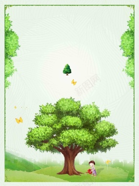 植树造林海报背景模板背景