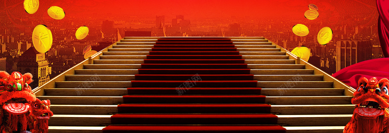 红色阶梯背景背景
