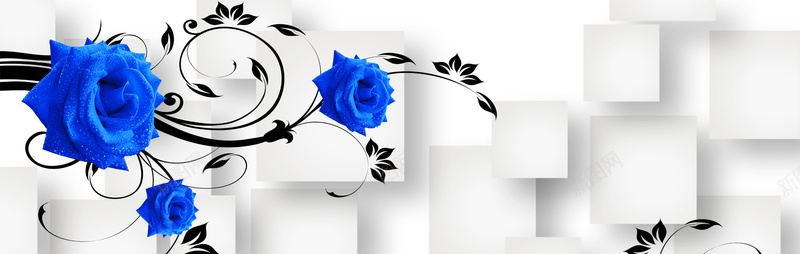 立体蓝色花背景图背景