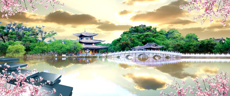 樱花节psd设计背景_88icon https://88icon.com 公园 湖 旅游 樱花节 樱花 海报banner 浪漫 梦幻