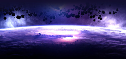 外太空他所梦幻唯美紫色星空banner高清图片