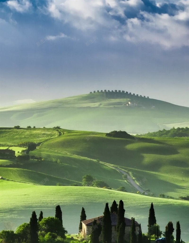 绿色风景田园H5背景jpg设计背景_88icon https://88icon.com 草地 城堡 风景 彩色 田园 H5 h5 摄影