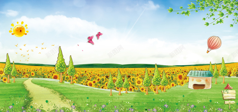 蓝天白云风景手绘草地田园背景素材psd设计背景_88icon https://88icon.com 手绘 田园 白云 素材 背景 草地 草地ps素材 蓝天 风景