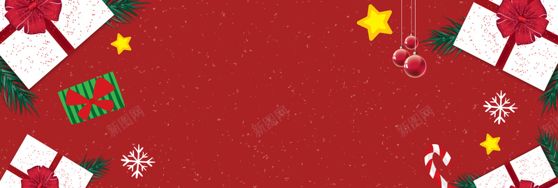 红色卡通礼物圣诞树圣诞节电商banner背景