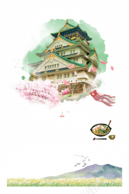 日本大阪旅游风光宣传海报背景素材背景