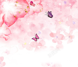 樱花海粉色樱花背景海报素材高清图片