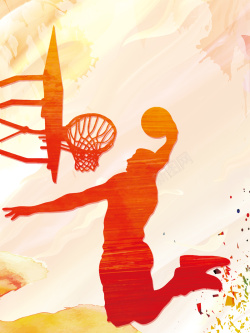 篮球比赛广告红色剪影篮球社团招新海报背景素材高清图片