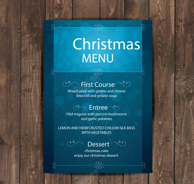 在背景虚化风格的圣诞菜单背景