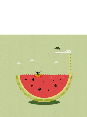 可爱西瓜水果夏至节气海报背景模板背景