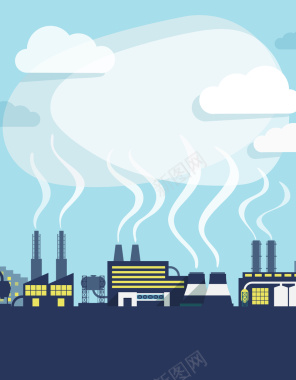 卡通工厂环境污染环保主题海报背景素材背景