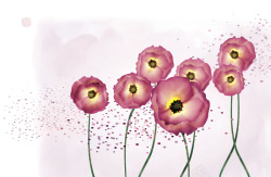 粉红花海手绘花背景海报素材高清图片