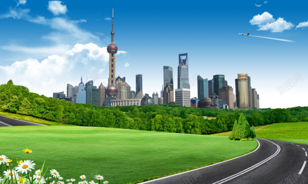 上海城市风光宣传海报背景背景