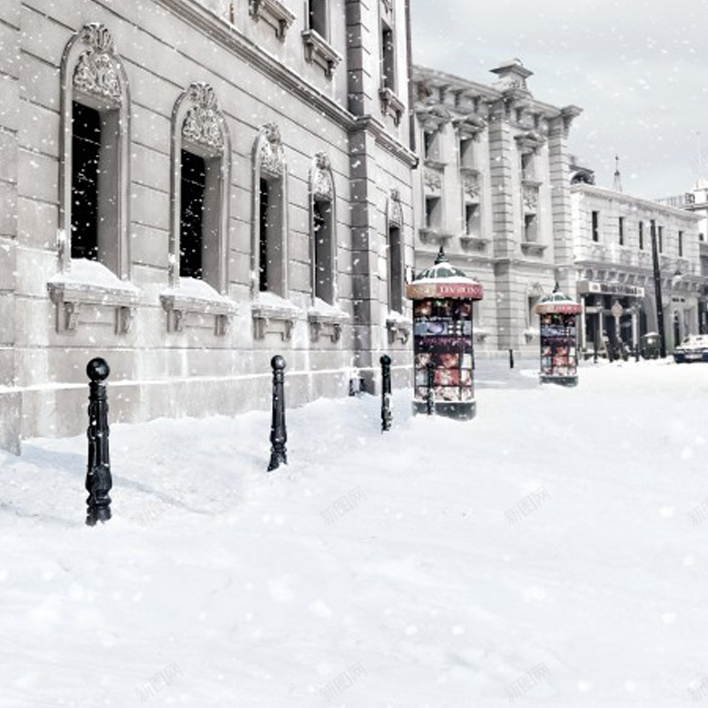 冬季街景雪地背景图jpg设计背景_88icon https://88icon.com 冬季 街景 雪地 建筑 白色 主图